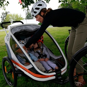 Bicycle Commuting kids with helmets